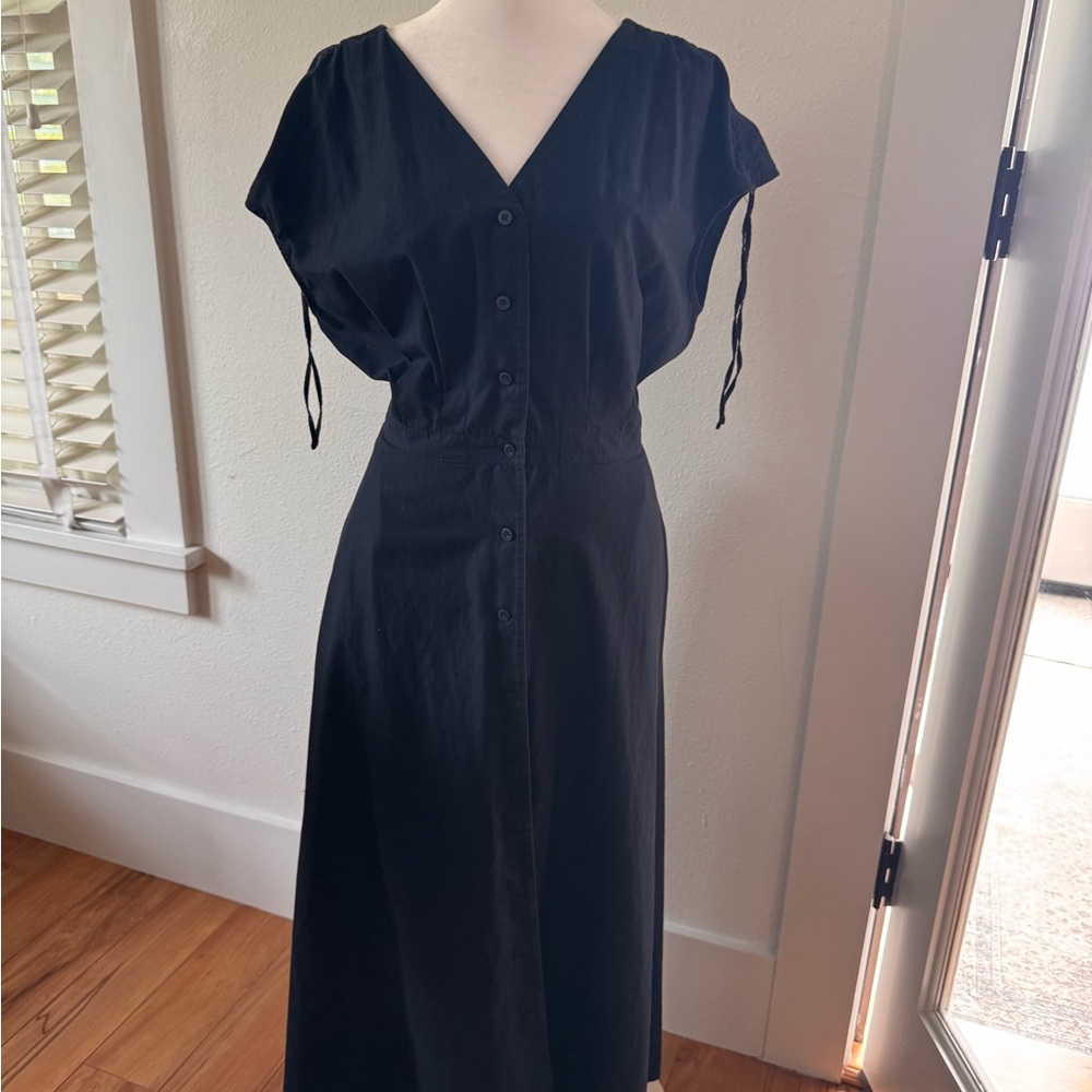 Uniqlo Black Midi Dress with Button Detail